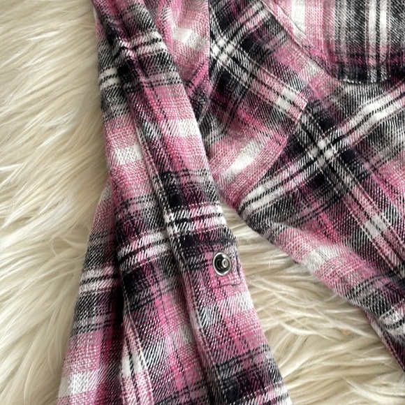 Miley Cyrus Maz Azaria purple plad plaid long sleeve button up collared dress L - Picture 10 of 16